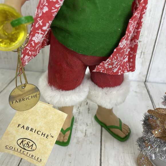 Kurt S. Adler Fabriche Santa Clause On Vacation With Drinks Figure Tropical Tree - Picture 4 of 10